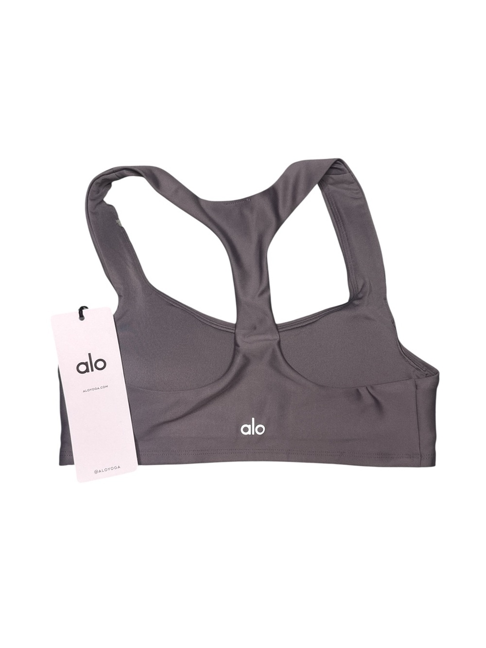 ALO Airlift Advantage Racerback Sports Bra in Fog